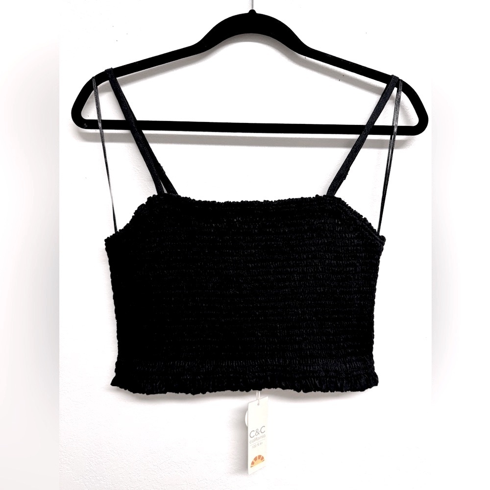 BNWT C&C California Linen Crop Top BLK